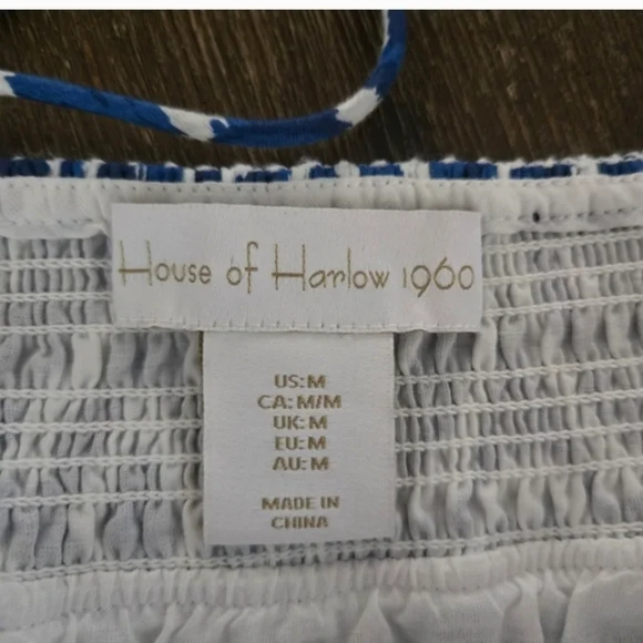 🆕️ House Of Harlow 1960 Blue And White Patterned Tiered Maxi Dress Size M - Picture 5 of 8